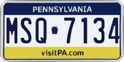 PA license plate MSQ7134