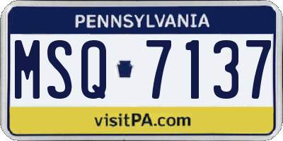 PA license plate MSQ7137