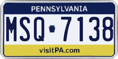 PA license plate MSQ7138