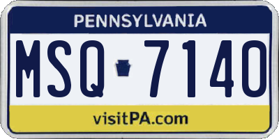 PA license plate MSQ7140