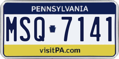 PA license plate MSQ7141