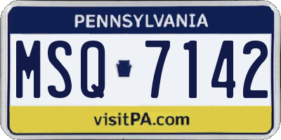 PA license plate MSQ7142