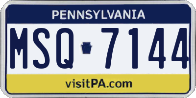 PA license plate MSQ7144