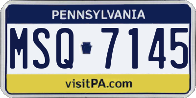PA license plate MSQ7145