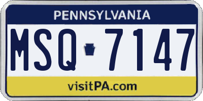PA license plate MSQ7147