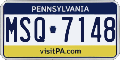 PA license plate MSQ7148