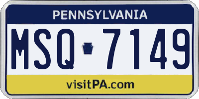 PA license plate MSQ7149