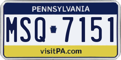 PA license plate MSQ7151