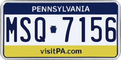 PA license plate MSQ7156