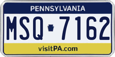 PA license plate MSQ7162