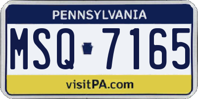 PA license plate MSQ7165