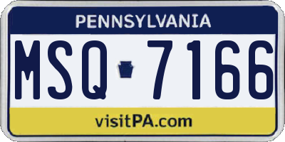 PA license plate MSQ7166