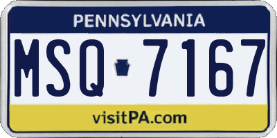 PA license plate MSQ7167