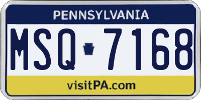 PA license plate MSQ7168