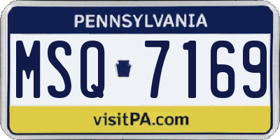 PA license plate MSQ7169