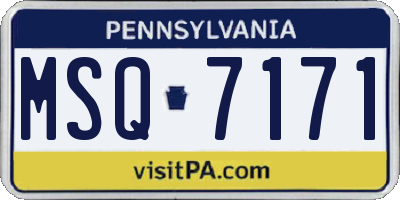 PA license plate MSQ7171