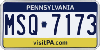 PA license plate MSQ7173