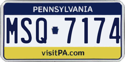 PA license plate MSQ7174