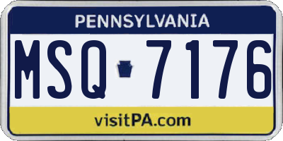PA license plate MSQ7176