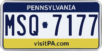 PA license plate MSQ7177