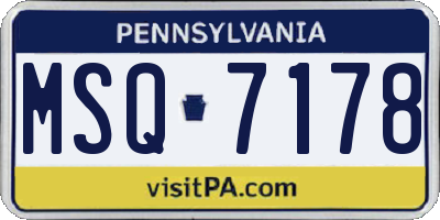 PA license plate MSQ7178