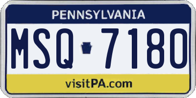 PA license plate MSQ7180
