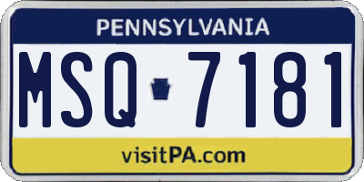 PA license plate MSQ7181