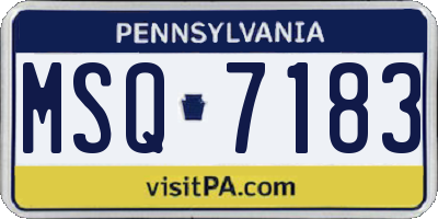 PA license plate MSQ7183