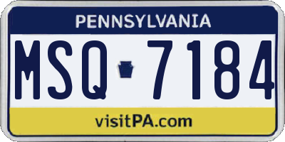 PA license plate MSQ7184