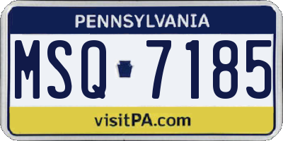 PA license plate MSQ7185