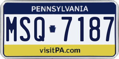 PA license plate MSQ7187