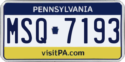 PA license plate MSQ7193