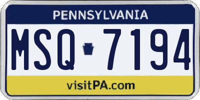 PA license plate MSQ7194