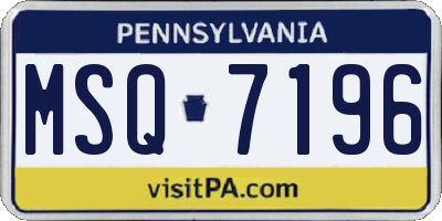 PA license plate MSQ7196