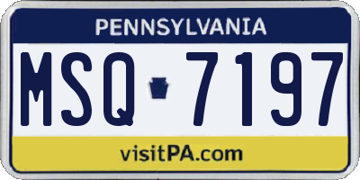 PA license plate MSQ7197