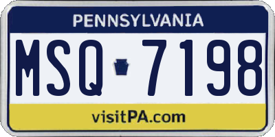 PA license plate MSQ7198