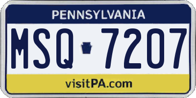 PA license plate MSQ7207