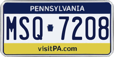 PA license plate MSQ7208
