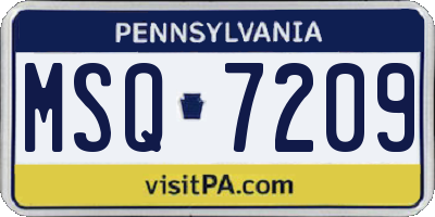 PA license plate MSQ7209