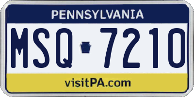 PA license plate MSQ7210