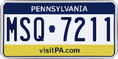 PA license plate MSQ7211