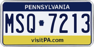 PA license plate MSQ7213