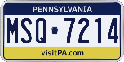 PA license plate MSQ7214