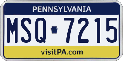 PA license plate MSQ7215