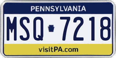 PA license plate MSQ7218