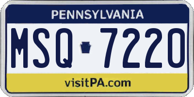 PA license plate MSQ7220