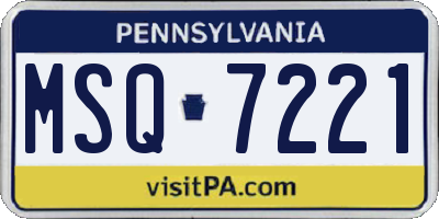 PA license plate MSQ7221