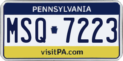 PA license plate MSQ7223