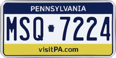 PA license plate MSQ7224