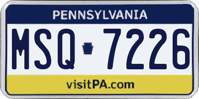 PA license plate MSQ7226